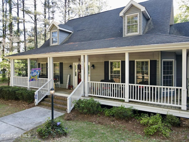 view of front of home featuring covered porch