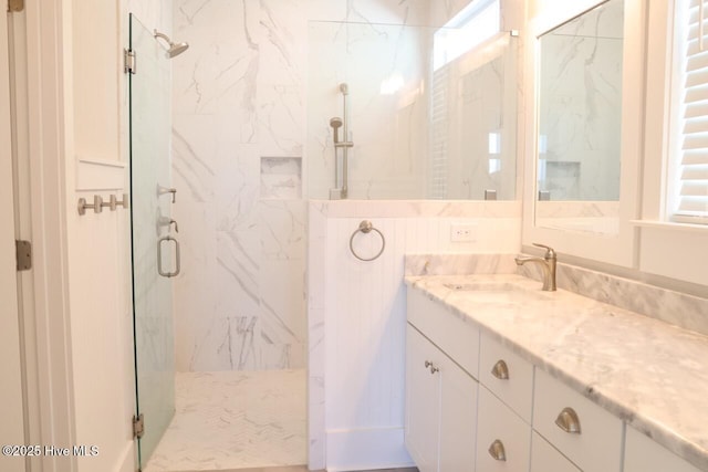 3347 Island Lakes Dr, Oak Island, NC 28461 - bathroom with a marble finish shower and vanity
