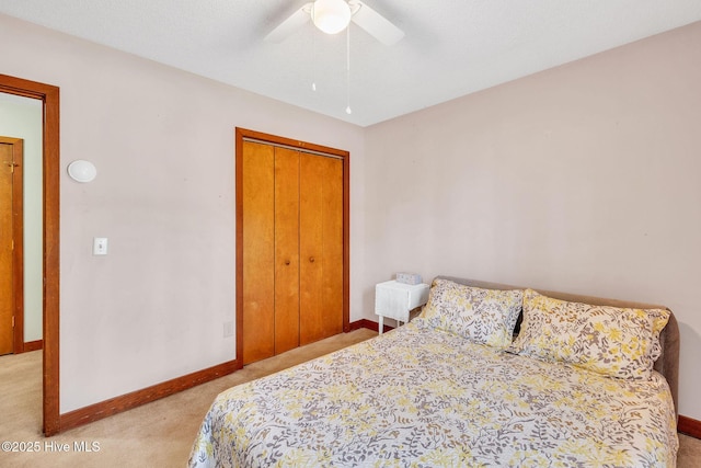 3421 Bethel Rd, Wilmington, NC 28409 - carpeted bedroom with baseboards, a closet, and ceiling fan