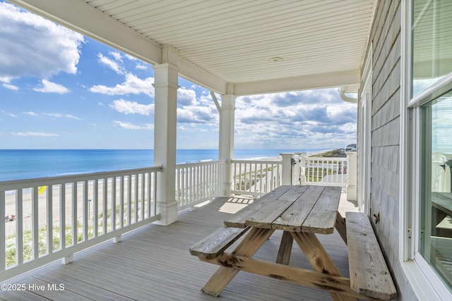 1113 Ocean Dr, Emerald Isle, NC 28594 - wooden terrace with a view of the beach and a water view