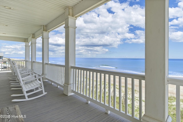 1113 Ocean Dr, Emerald Isle, NC 28594 - deck with a water view and a view of the beach