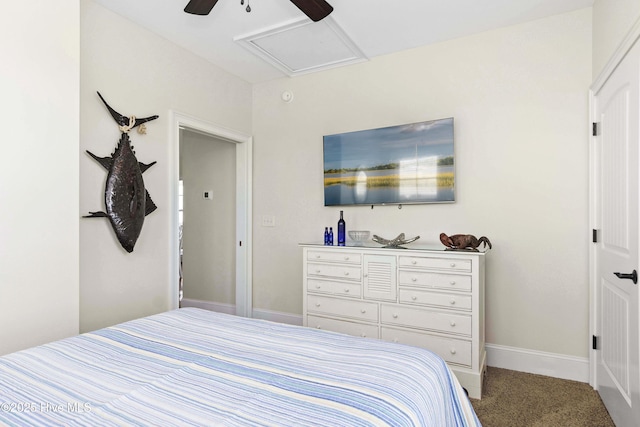 1113 Ocean Dr, Emerald Isle, NC 28594 - carpeted bedroom with baseboards and a ceiling fan
