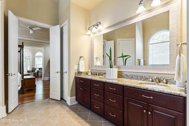 1626 Amberwood Dr SE, Bolivia, NC 28422 - bathroom featuring a wealth of natural light, a sink, and ceiling fan