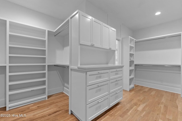 spacious closet featuring light wood-style floors