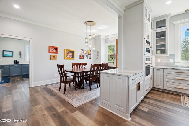 333 N Island Xing, Edenton, NC 27932 - kitchen with light stone counters, a wealth of natural light, and dark wood-style flooring
