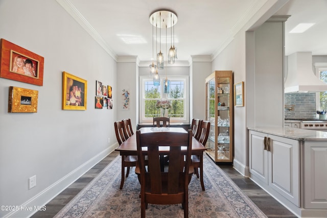 333 N Island Xing, Edenton, NC 27932 - dining room with crown molding, baseboards, and dark wood-style flooring