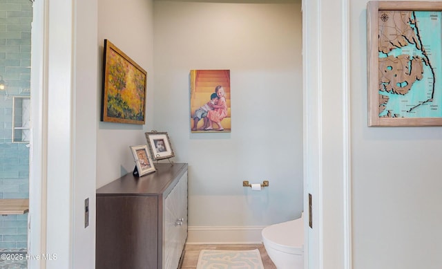 333 N Island Xing, Edenton, NC 27932 - bathroom featuring wood finished floors, toilet, and baseboards