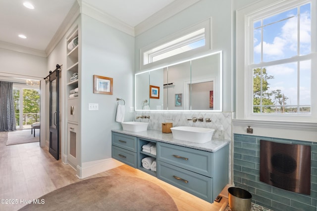 333 N Island Xing, Edenton, NC 27932 - full bathroom with ornamental molding, a sink, and double vanity