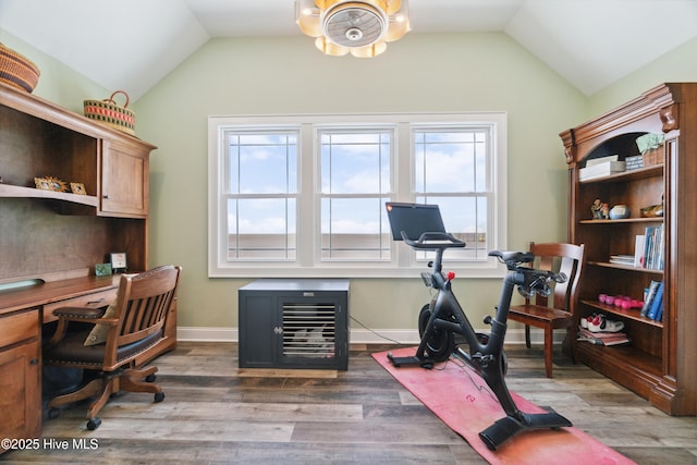 333 N Island Xing, Edenton, NC 27932 - office space with lofted ceiling, a notable chandelier, wood finished floors, and baseboards