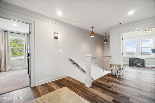 333 N Island Xing, Edenton, NC 27932 - stairs featuring recessed lighting, wood finished floors, baseboards, and ornamental molding