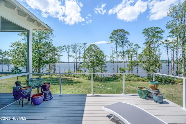 333 N Island Xing, Edenton, NC 27932 - wooden terrace with a lawn and a water view