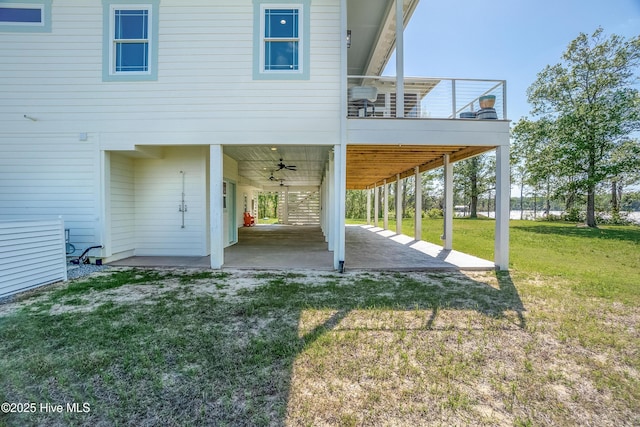 333 N Island Xing, Edenton, NC 27932 - rear view of house featuring a patio area, a yard, and ceiling fan