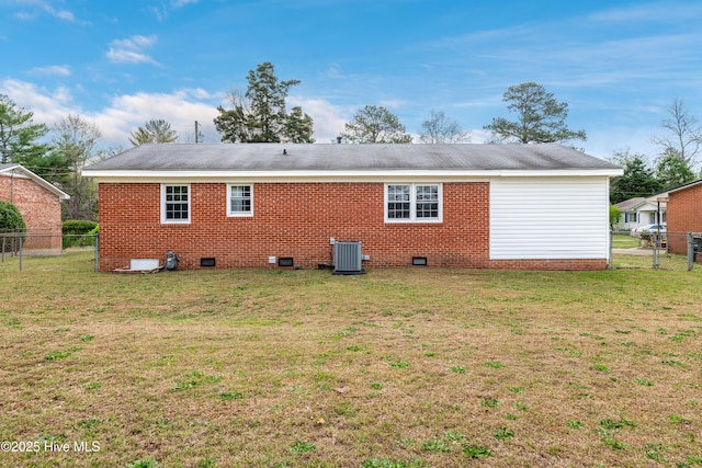 6203 Lynette Cir, Fayetteville, NC 28314 - back of house featuring crawl space, cooling unit, and brick siding