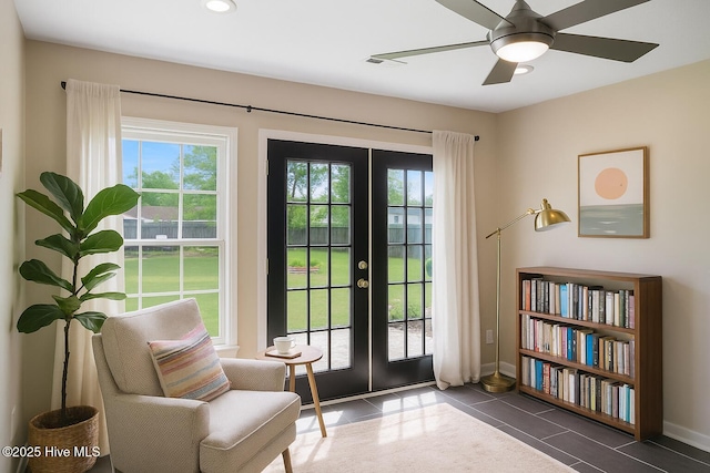 214 Target Ln, Hubert, NC 28539 - entryway featuring french doors, plenty of natural light, baseboards, ceiling fan, and recessed lighting