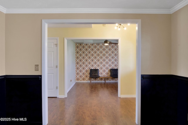 214 Target Ln, Hubert, NC 28539 - corridor featuring wood finished floors, baseboards, and crown molding