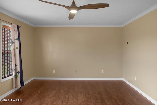 214 Target Ln, Hubert, NC 28539 - unfurnished room with dark wood finished floors, crown molding, baseboards, and a ceiling fan