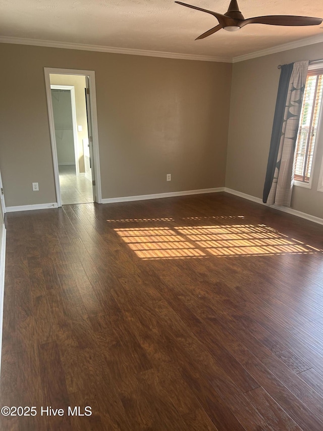 214 Target Ln, Hubert, NC 28539 - empty room featuring crown molding, wood finished floors, a ceiling fan, and baseboards