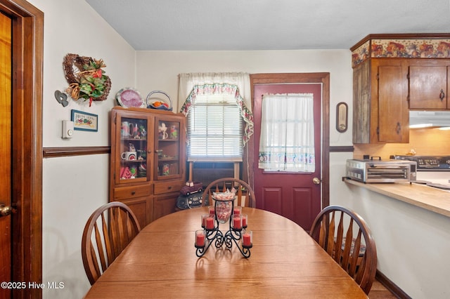 dining space with a toaster
