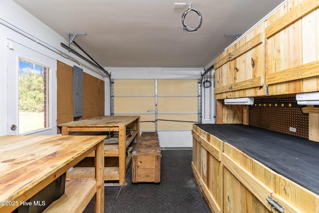 garage with electric panel