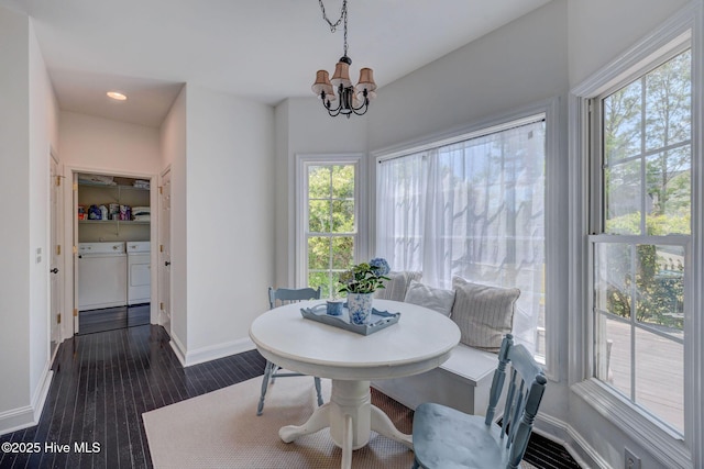 7240 Orchard Trce, Wilmington, NC 28409 - dining area featuring independent washer and dryer, plenty of natural light, breakfast area, and baseboards