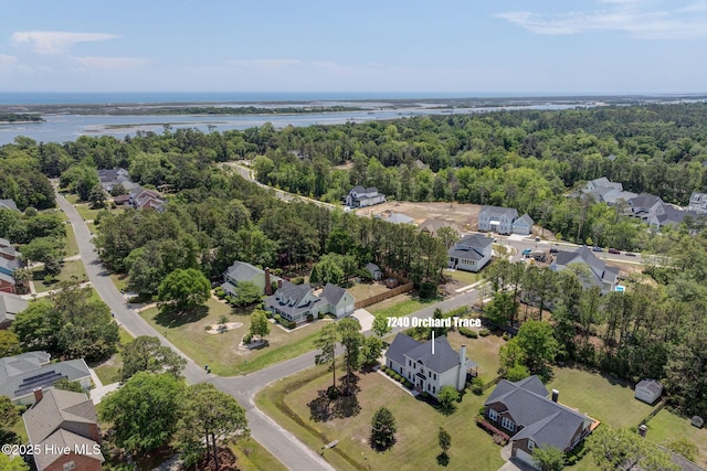7240 Orchard Trce, Wilmington, NC 28409 - drone / aerial view with a water view, a view of trees, and a residential view
