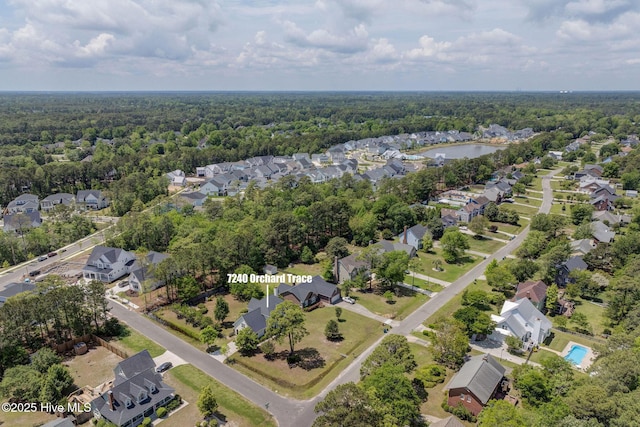 7240 Orchard Trce, Wilmington, NC 28409 - birds eye view of property featuring a residential view, a water view, and a view of trees