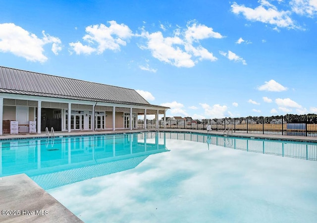 community pool with fence