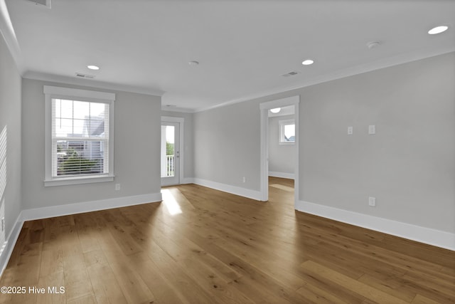 4434 Old Towne St, Wilmington, NC 28412 - unfurnished room with ornamental molding, baseboards, healthy amount of natural light, hardwood / wood-style floors, and recessed lighting