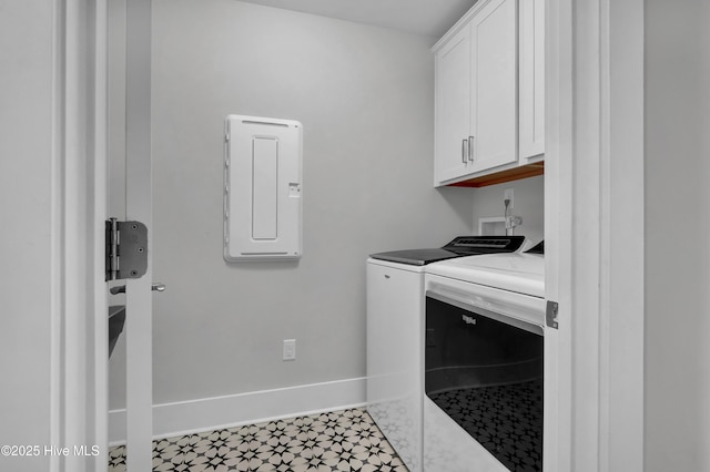 4434 Old Towne St, Wilmington, NC 28412 - washroom with electric panel, washing machine and dryer, cabinet space, and baseboards