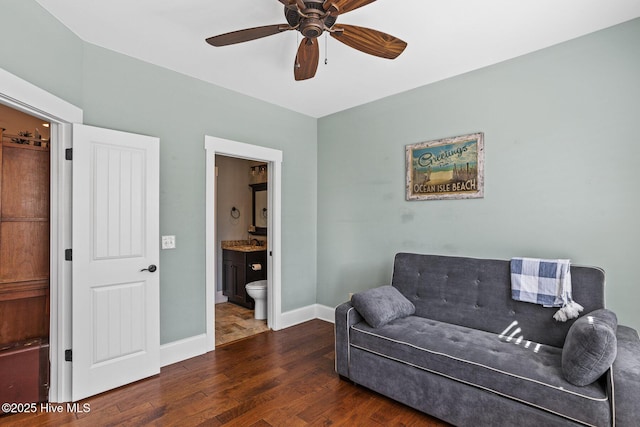6460 Carrick Bend Trl SW, Ocean Isle Beach, NC 28469 - sitting room featuring wood finished floors and ceiling fan
