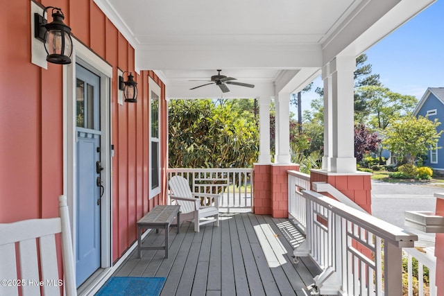 6460 Carrick Bend Trl SW, Ocean Isle Beach, NC 28469 - wooden porch with ceiling fan