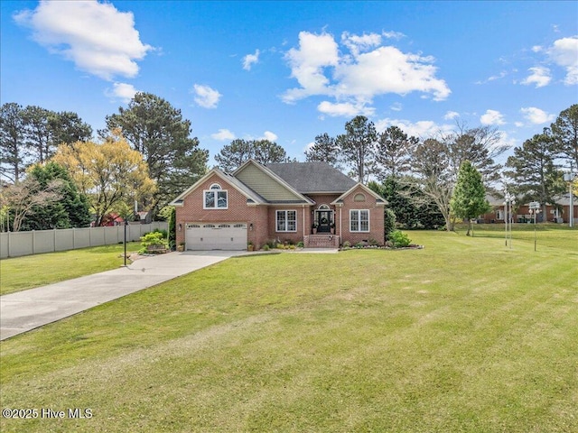 view of front of property featuring concrete driveway and brick siding