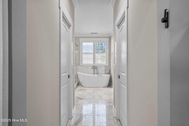 100 Holly Springs Ct, Southern Pines, NC 28387 - corridor featuring tile walls and ornamental molding