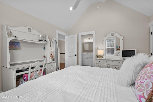 100 Holly Springs Ct, Southern Pines, NC 28387 - bedroom featuring ensuite bath and high vaulted ceiling