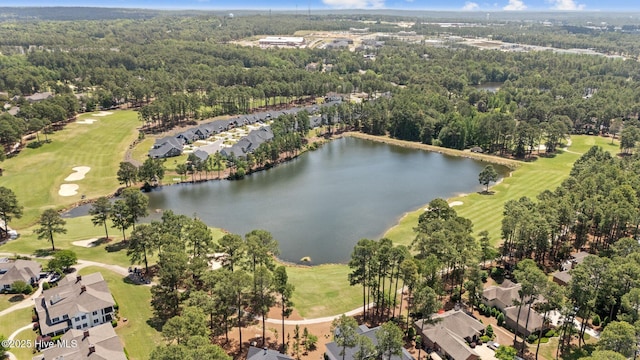 100 Holly Springs Ct, Southern Pines, NC 28387 - aerial view with view of golf course, a water view, a forest view, and a residential view