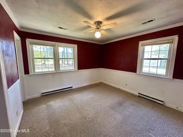 119 Emperor Landing Rd, Edenton, NC 27932 - carpeted spare room with plenty of natural light, baseboard heating, and ceiling fan