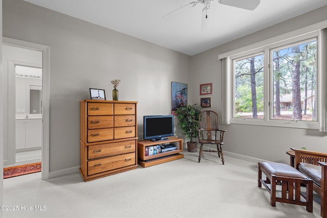 8 Driving Range Rd, Pinehurst, NC 28374 - living area featuring a ceiling fan, baseboards, and carpet floors