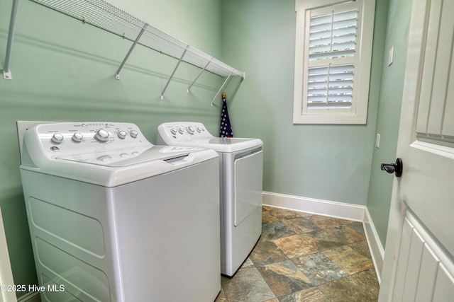 6445 Figure Eight Dr SW, Ocean Isle Beach, NC 28469 - washroom with washer and clothes dryer, baseboards, and stone tile floors