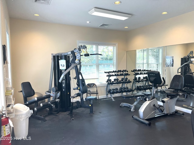 7473 Balmore Dr SW, Sunset Beach, NC 28468 - gym with recessed lighting and baseboards