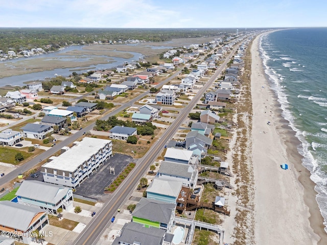 2714 W Beach Dr # 104, Oak Island, NC 28465 - aerial view with a residential view, a view of the beach, and a water view