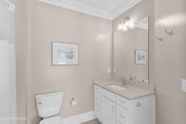 2537 St James Dr SE Apt 1003, Southport, NC 28461 - full bath with baseboards, vanity, ornamental molding, and toilet