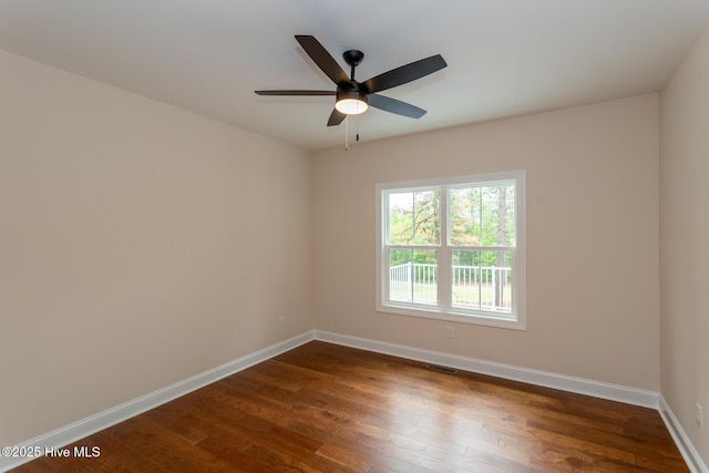117 Banbridge Dr, West End, NC 27376 - empty room with dark wood-style flooring, baseboards, a ceiling fan, and visible vents