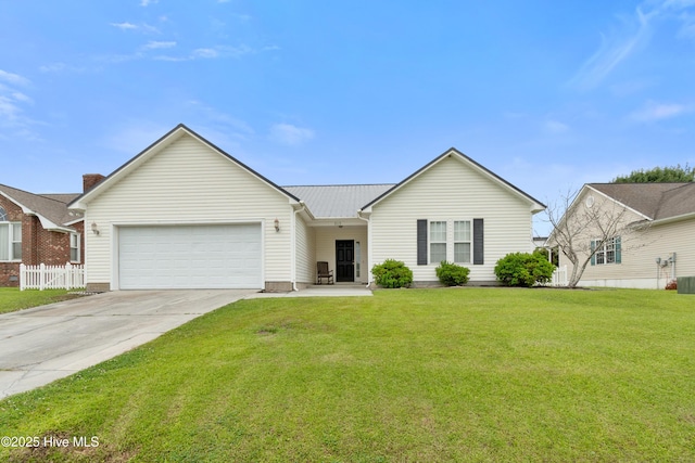 315 Whirlaway Blvd, Sneads Ferry, NC 28460 - single story home with a garage, concrete driveway, cooling unit, and metal roof