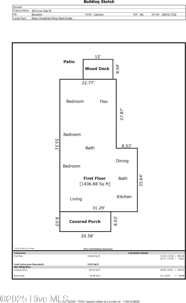 903 Live Oak St, Beaufort, NC 28516 - floor plan / room layout