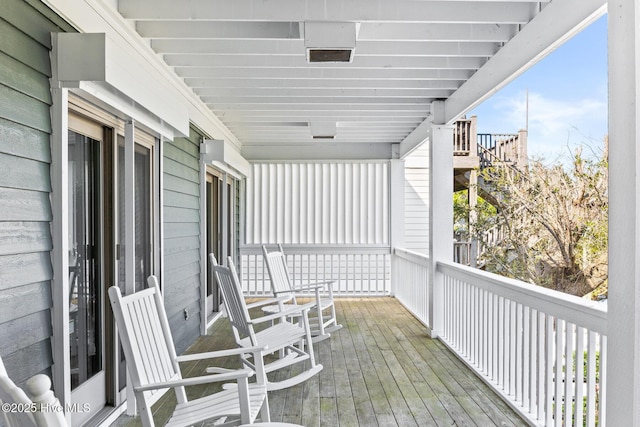 deck with covered porch