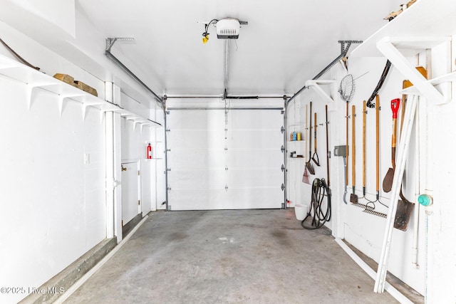 garage with a garage door opener