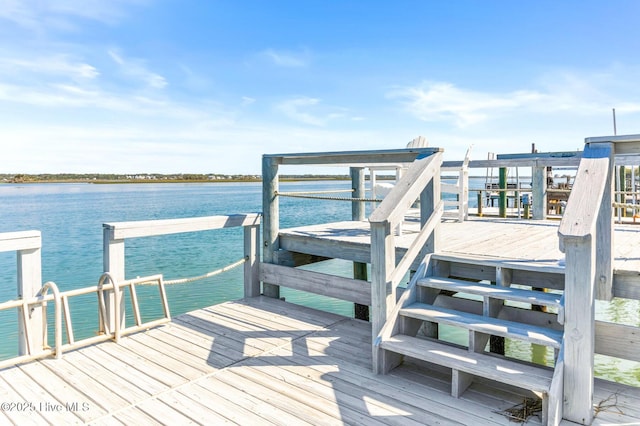 view of dock featuring a water view