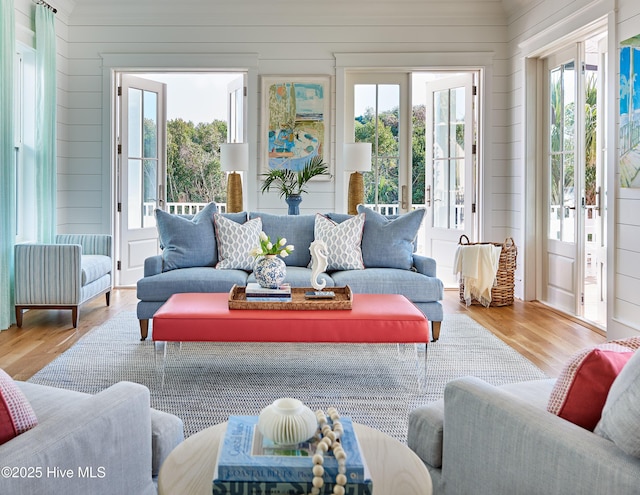 sunroom featuring french doors