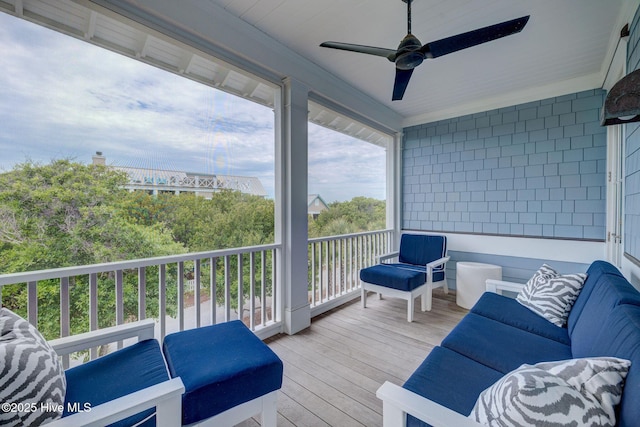 801 Federal Rd, Bald Head Island, NC 28461 - wooden terrace featuring ceiling fan