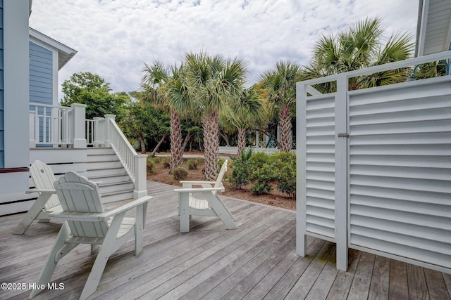 801 Federal Rd, Bald Head Island, NC 28461 - wooden terrace featuring stairs